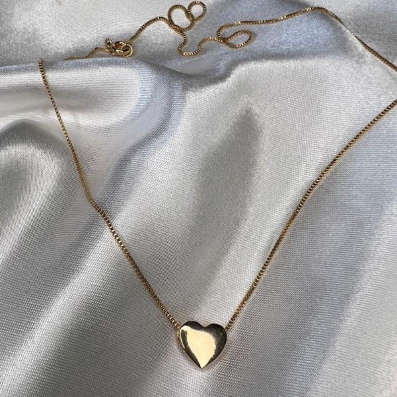 Colar Pingente CoraçãoLiso - Banho Ouro 18K