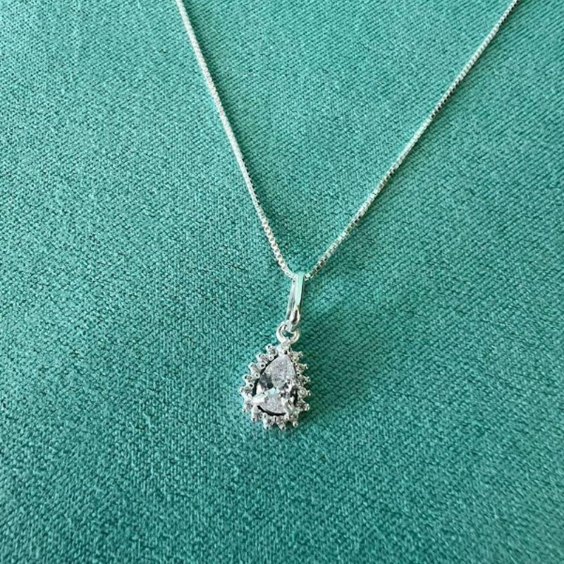 Pingente Gota Cravejado Zircônias - Prata 925