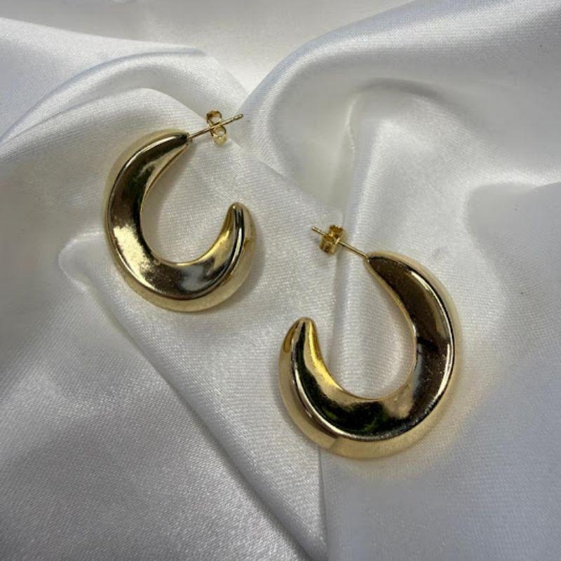 Brinco Semi Argola Oval Gold - Banhado a Ouro 18k