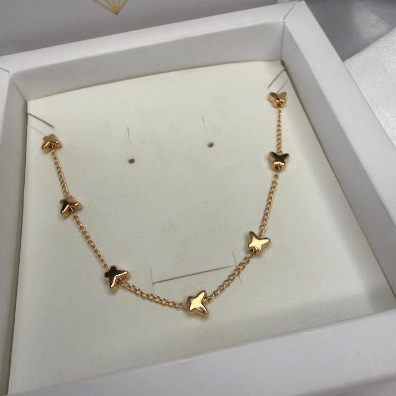Choker de Borboletas - Banhado a Ouro 18k