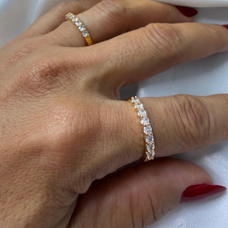 Anel Aparador Zircônias Redondas - Banhado a Ouro 18k