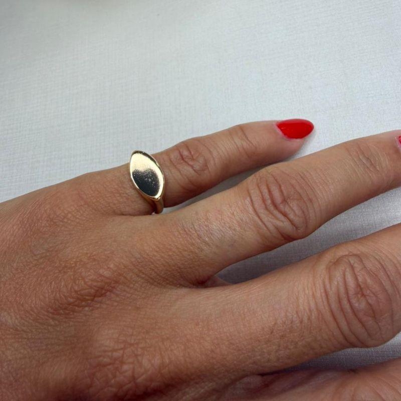 Anel Oval para Dedo Mindinho - Banhado em Ouro 18