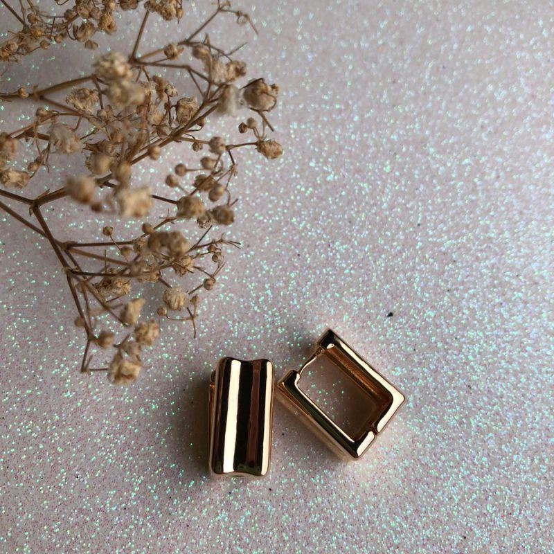 Brinco Argola Retangular - Banhado Ouro 18k