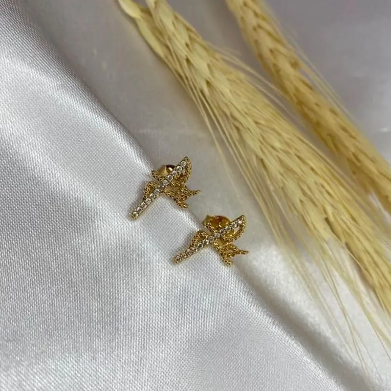 Brinco Fé Cravejado Microzircônias - Banhado a Ouro