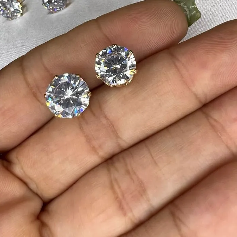 Brinco Ponto de Luz Médio Zircônia - Banhado a Ouro 18K
