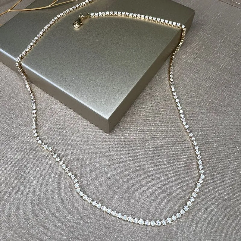 Colar Riviera Longo 60cm - Banhado a Ouro 18K