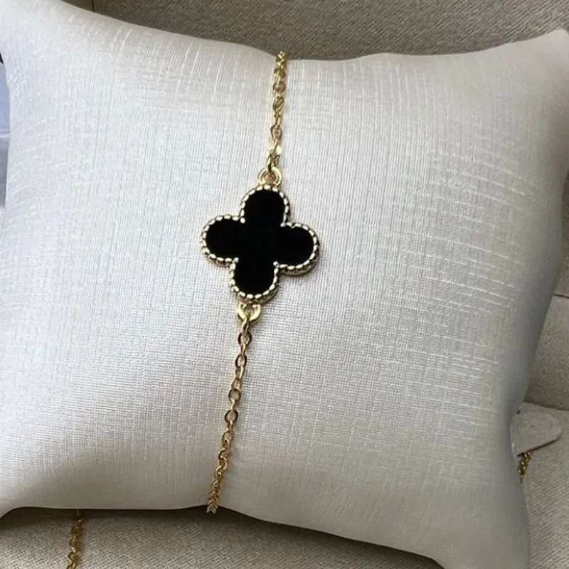 Pulseira Elo Americana Fininha com Trevo - Banhado a Ouro 18k