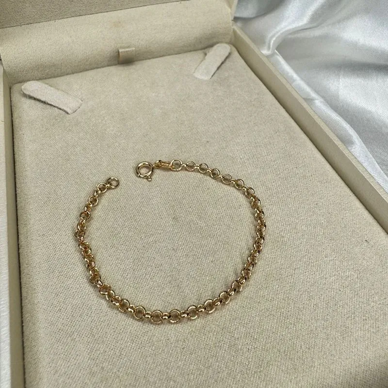 Pulseira Infantil Elo Português - Banhado a Ouro 18K