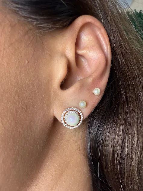 Brinco Pérola com Cravejado Zircônias - Banhado a Ouro 18k