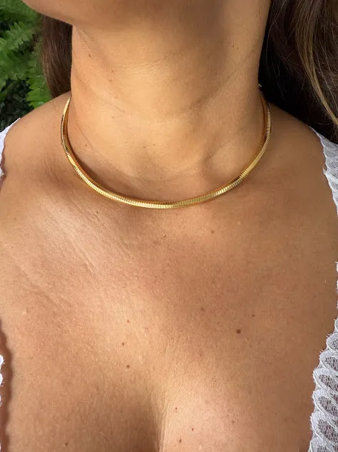 Choker  Aro Textura - Banhado em Verniz Italiano