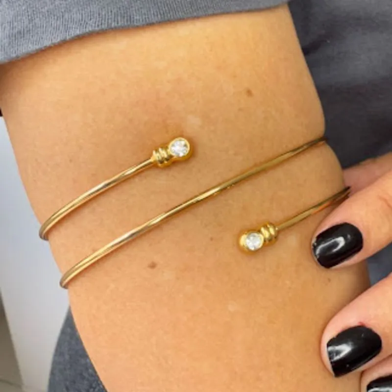 Bracelete de Braço com Zircônias  - Banhado em Verniz Italiano