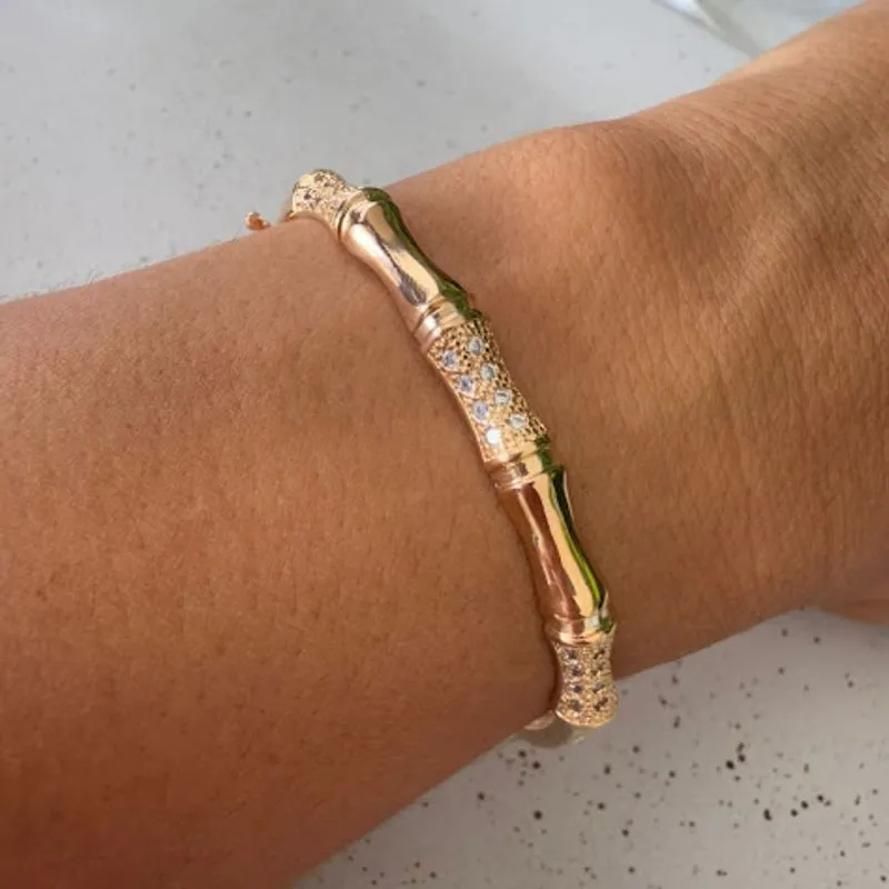 Bracelete Inspiração Joia Cravejado - Banhado a Ouro 18k