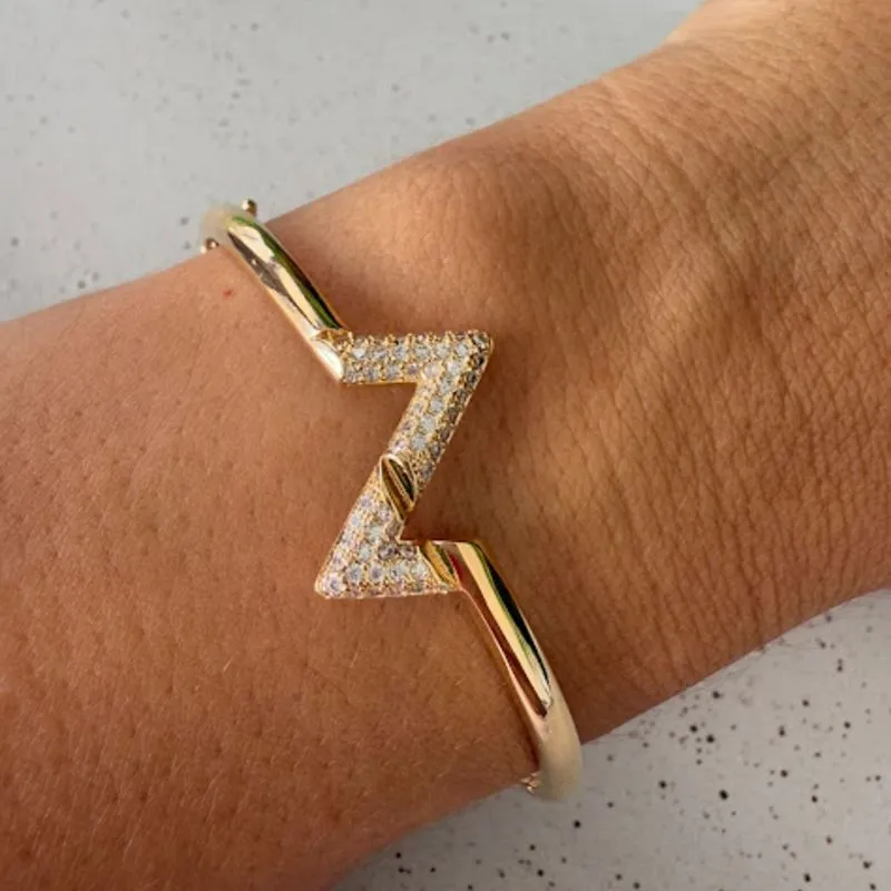 Bracelete Inspiração Joia Cravejado Zircônias - Banhado a Ouro 18k