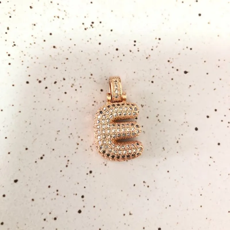 Pingente Letra E Cravejado Zircônias - Banhado a Ouro 18k