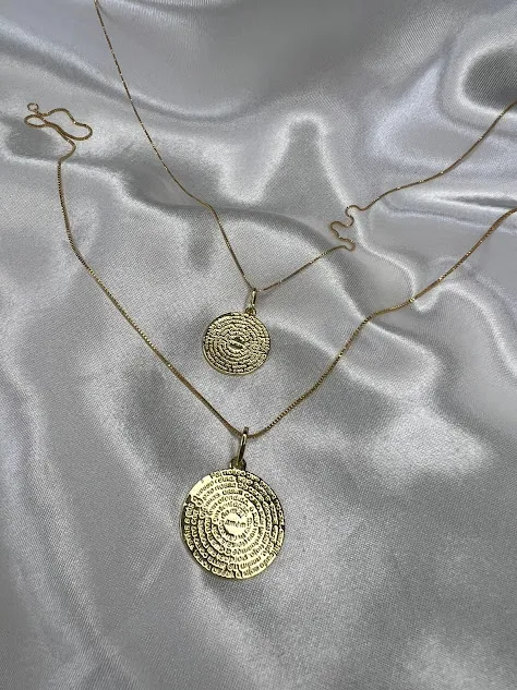 Pingente Medalha Pai Nosso Grande - Banhado a Ouro 18K