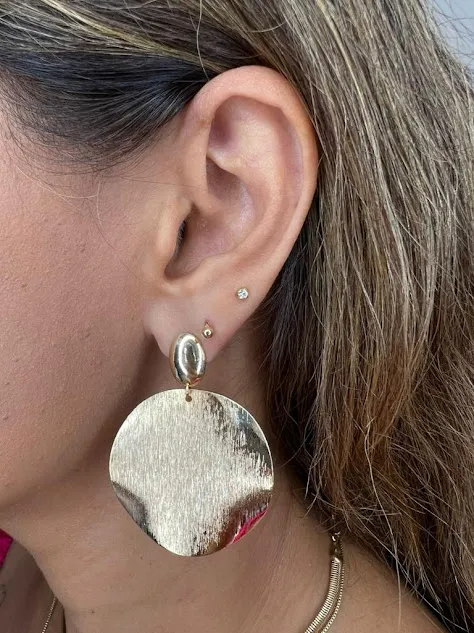 brinco Círculo Efeito Fosco - Banhado a Ouro 18K