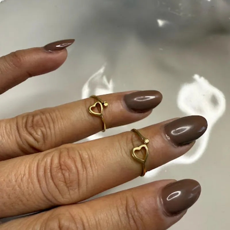 Anel Falange 2 Corações - Banhado a Ouro 18K