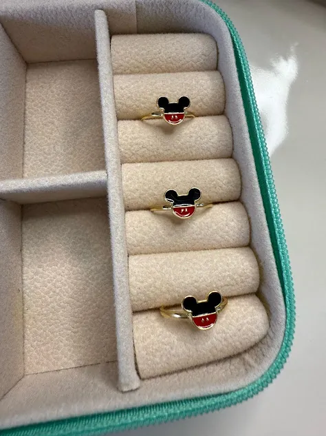 Anel Infantil Mickey Esmaltado - Banhado a Ouro 18K