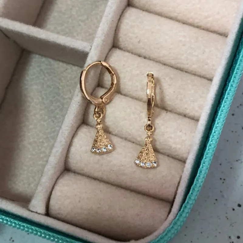 Brinco Argolinha Pingente Nossa Sra Aparecida Cravejada - Banhado a Ouro 18K