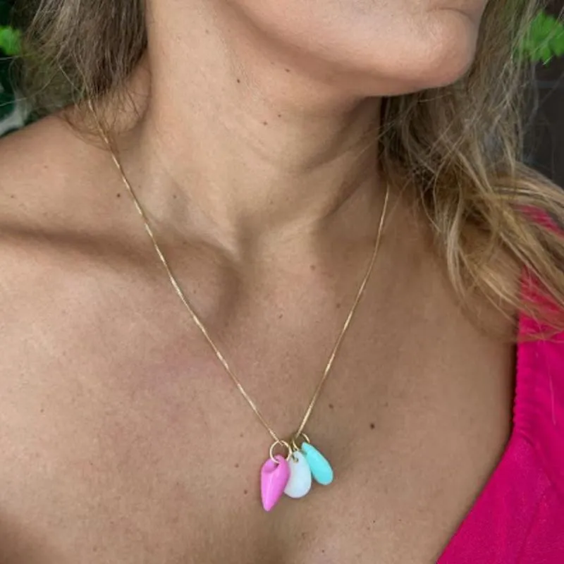 Colar Longo com Miçangas Coloridas - Banhado a Ouro 18K