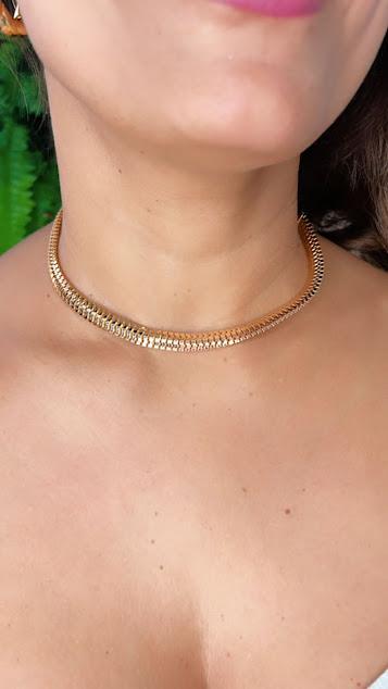 Choker Malha Serpente Grossa - Banhado a Ouro 18K