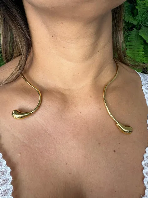 Choker Aro Gota Orgânico - Banhado em Verniz