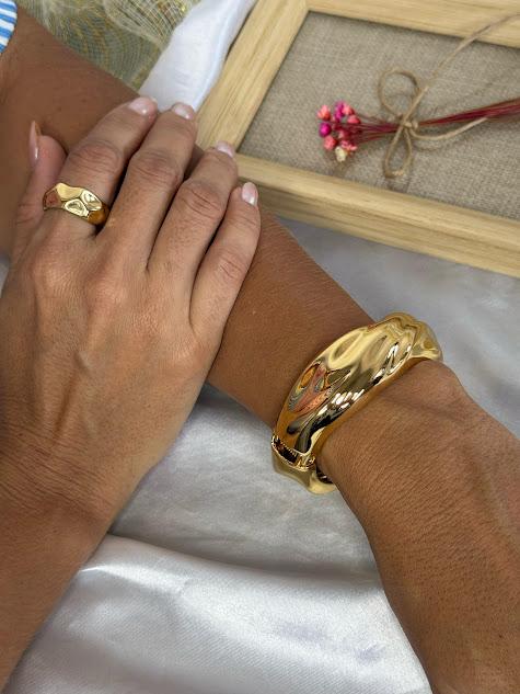 Bracelete Maxi Orgânico - Banhado em Verniz Italiano