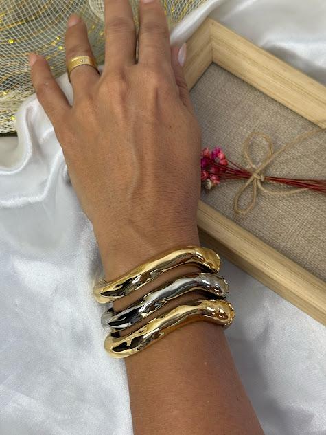Bracelete Orgânico Irregular - Banhado em Verniz Italiano