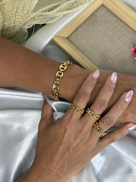 Anel Elo Lacre - Banhado a Ouro 18K