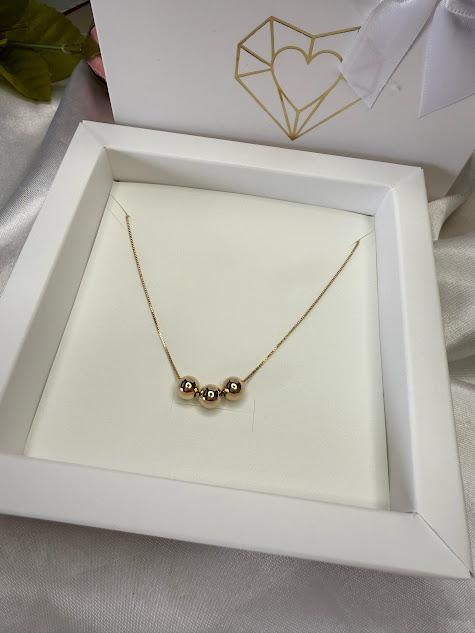 Colar Corrente Veneziana Com  Bolinhas - Banhado a Ouro 18K