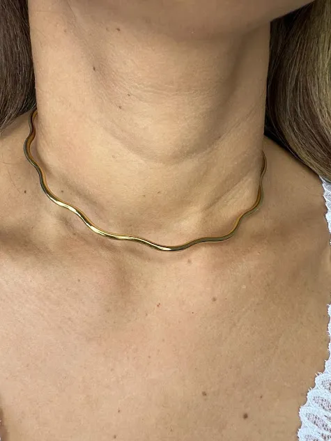 Choker Aro Ondulado - Banhi de Verniz Italiano