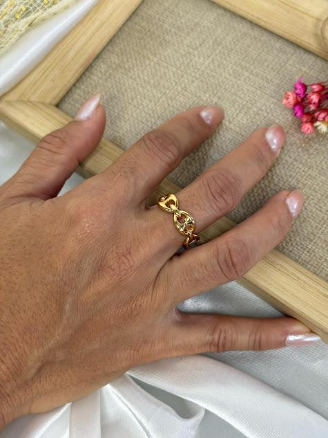Anel Elo Lacre - Banhado a Ouro 18K