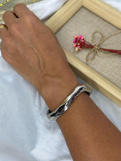 Bracelete Orgânico Irregular - Banhado em Ródio
