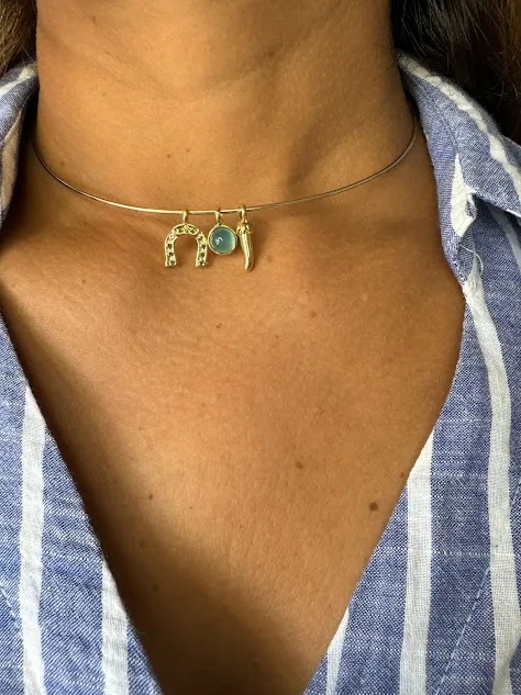 Choker Aro Pingentes de Proteção - Banhado a Ouro 18K