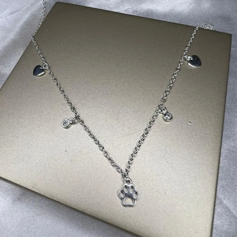 Choker Patinha Pet, Coração Liso e Ponto de Luz Zircônia - Prata 925