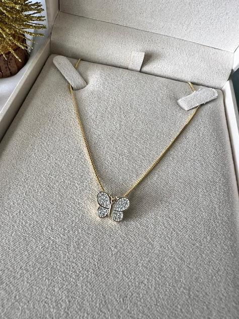 Colar Pingente Borboleta Cravejada Zircônias - Banhado a Ouro 18K