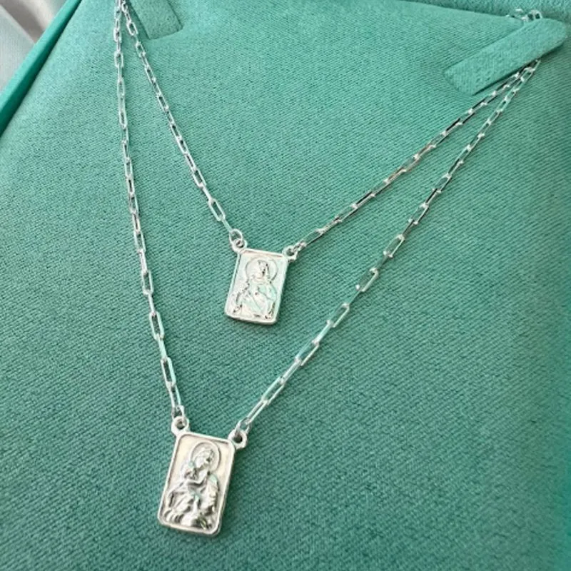 Escapulário Coração de Jesus e Nossa Senhora do Carmo - Prata 925