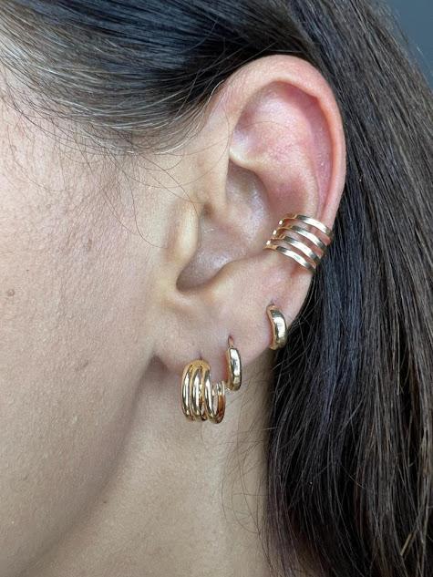 Piercing Fake Quatro Fileiras -  Banhado a Ouro 18K
