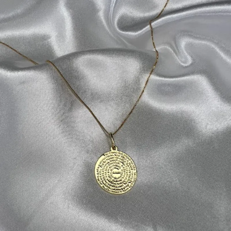 Pingente Medalha Pai Nosso Pequena- Banhado a Ouro 18K