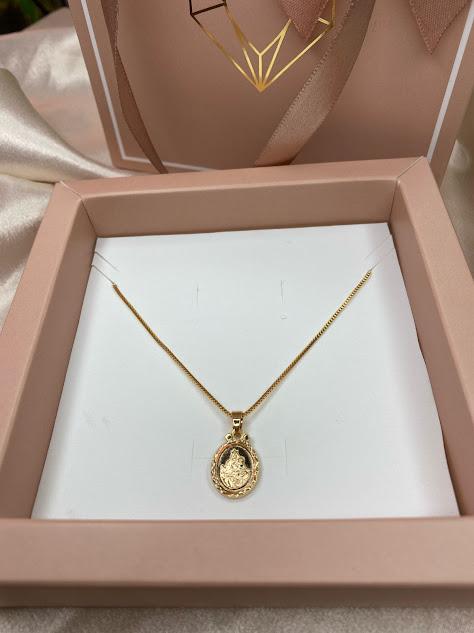Pingente  Medalhinha Nossa Senhora do Carmo - Banhado a Ouro 18K