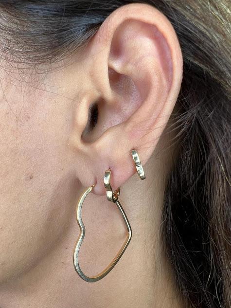 Argola Coração Fio Quadrado - Banhado a Ouro 18K