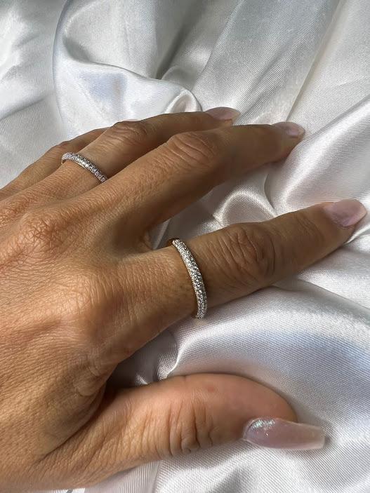 Anel Aparador 2 Fileiras Cravejadas - Banhado a Ouro 18K