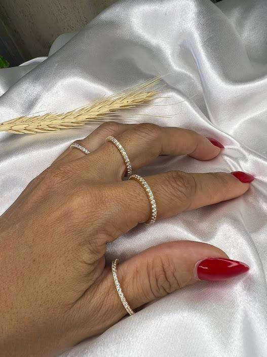 Anel Aparador Fino Todo Cravejado - Banhado a Ouro 18K