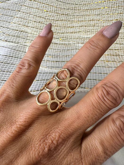 Anel Circulos Vazados - Banhado a Ouro 18K