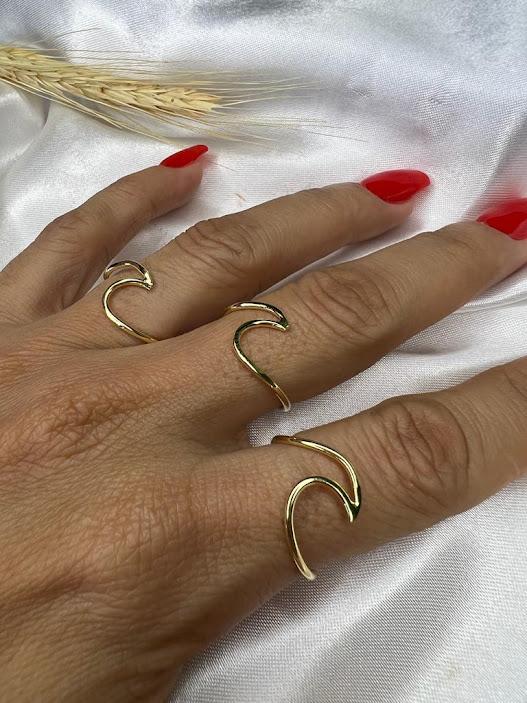 Anel Onda do Mar (und) - Banhado a Ouro 18K