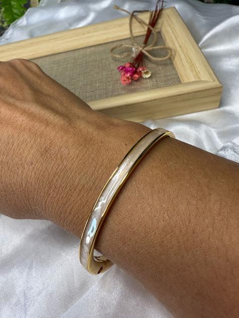Bracelete Esmaltado Perolado - Banhado em Verniz Italiano