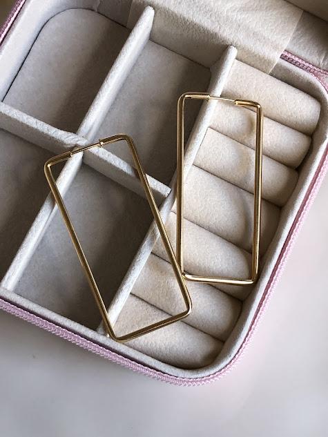 Brinco de Argola Retangular - Banhado a Ouro 18K