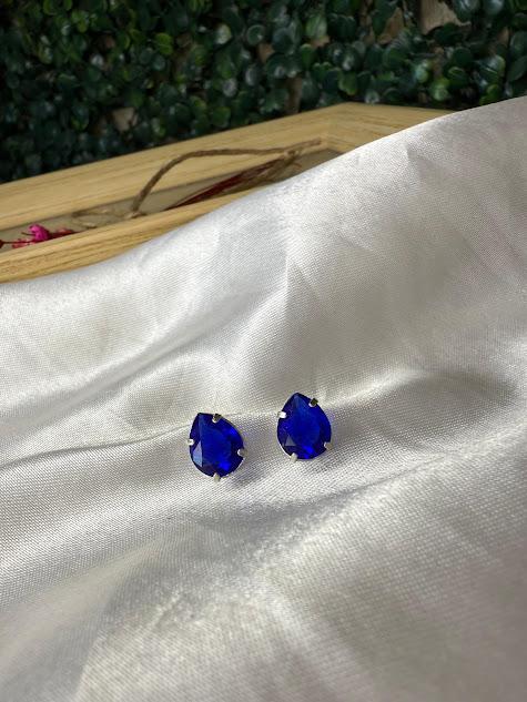 Brinco Gota Azul Escuro - Prata 925