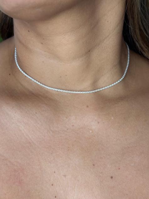 Colar Choker Pipoca 40cm - Prata 925