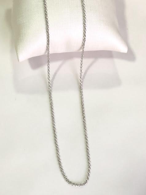 Colar Elo Portugueses 45cm e 5cm Extensor- Banhado em Ródio
